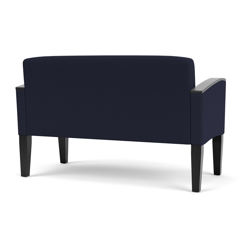 Belmont Lounge Lobby Reception Waiting Loveseat / Black Steel Legs / Navy Blue