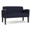 Belmont Lounge Lobby Reception Waiting Loveseat / Black Steel Legs / Navy Blue