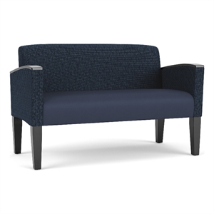 Belmont Lounge Reception Waiting Loveseat / Black Steel Legs / Blue / Dark Blue