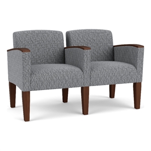 Belmont Lounge Reception Waiting 2 Seat Tandem Seating / Walnut Wood Legs / Gray