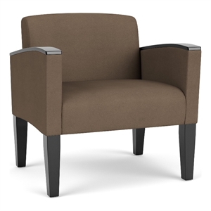 Belmont Lounge Reception Waiting Oversize Guest Chair / Black Steel Legs / Brown
