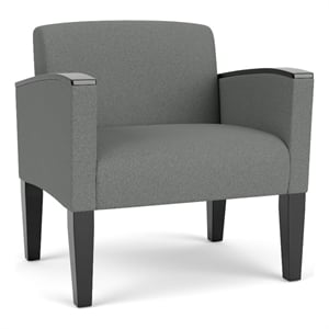 Belmont Lounge Reception Oversize Guest Chair / Black Steel Legs / Light Gray