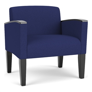 Belmont Lounge Reception Waiting Oversize Guest Chair / Black Steel Legs / Blue