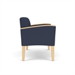 Belmont Lounge Lobby Reception Waiting Loveseat / Natural Wood Legs / Blue