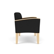Belmont Lounge Lobby Reception Waiting Loveseat / Natural Wood Legs / Black