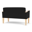 Belmont Lounge Lobby Reception Waiting Loveseat / Natural Wood Legs / Black