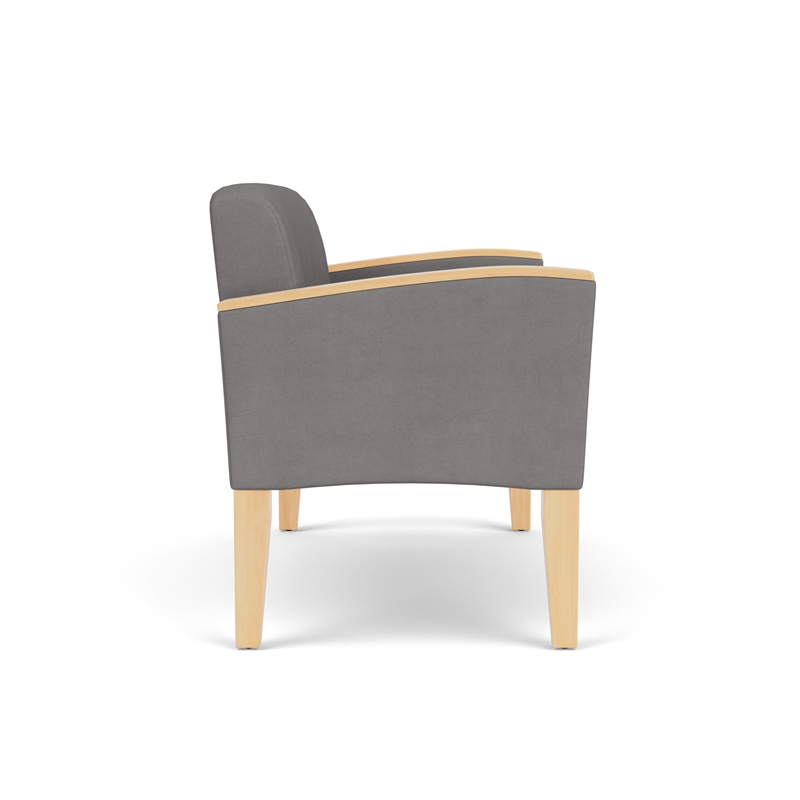 Belmont Lounge Lobby Reception Waiting Loveseat / Natural Wood Legs / Light Gray