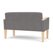 Belmont Lounge Lobby Reception Waiting Loveseat / Natural Wood Legs / Light Gray
