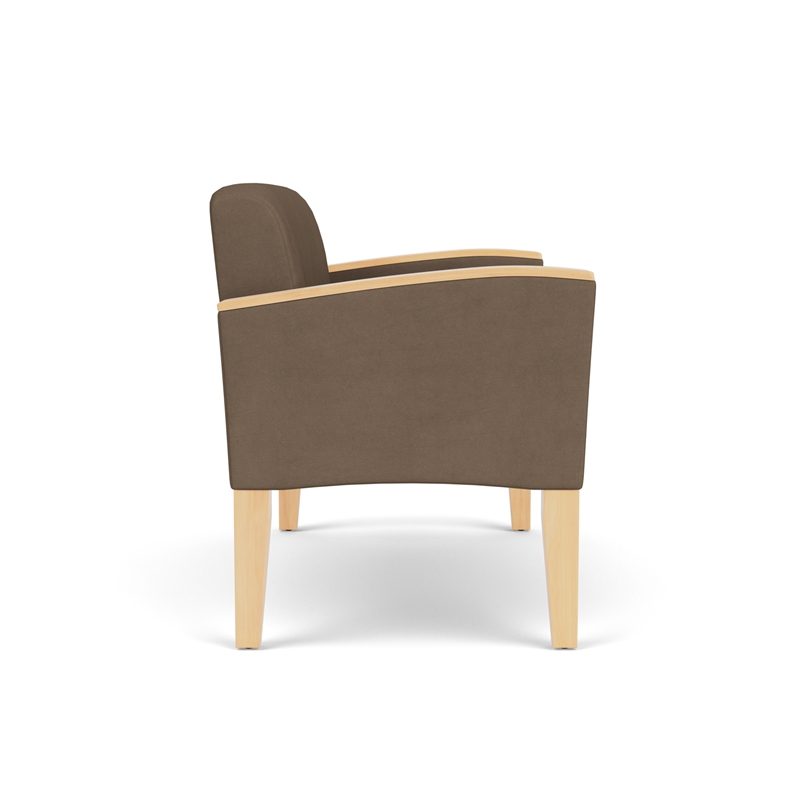 Belmont Lounge Lobby Reception Waiting Loveseat / Natural Wood Legs / Brown