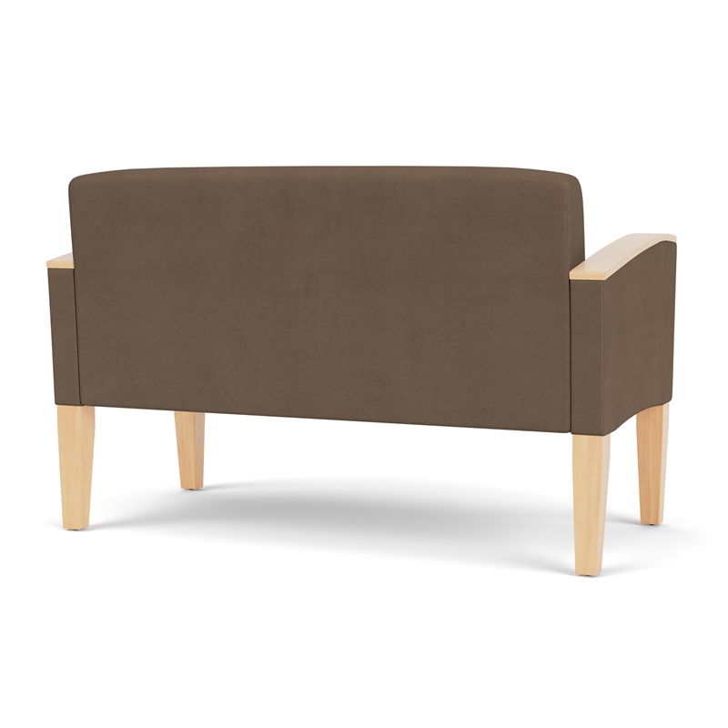 Belmont Lounge Lobby Reception Waiting Loveseat / Natural Wood Legs / Brown