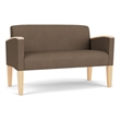 Belmont Lounge Lobby Reception Waiting Loveseat / Natural Wood Legs / Brown