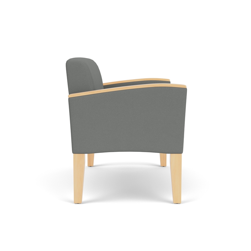 Belmont Lounge Lobby Reception Waiting Loveseat / Natural Wood Legs / Light Gray