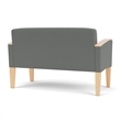 Belmont Lounge Lobby Reception Waiting Loveseat / Natural Wood Legs / Light Gray