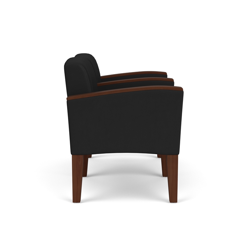 Belmont Lounge Reception 2 Seat Tandem Seating / Walnut Wood Legs / Black