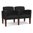 Belmont Lounge Reception 2 Seat Tandem Seating / Walnut Wood Legs / Black