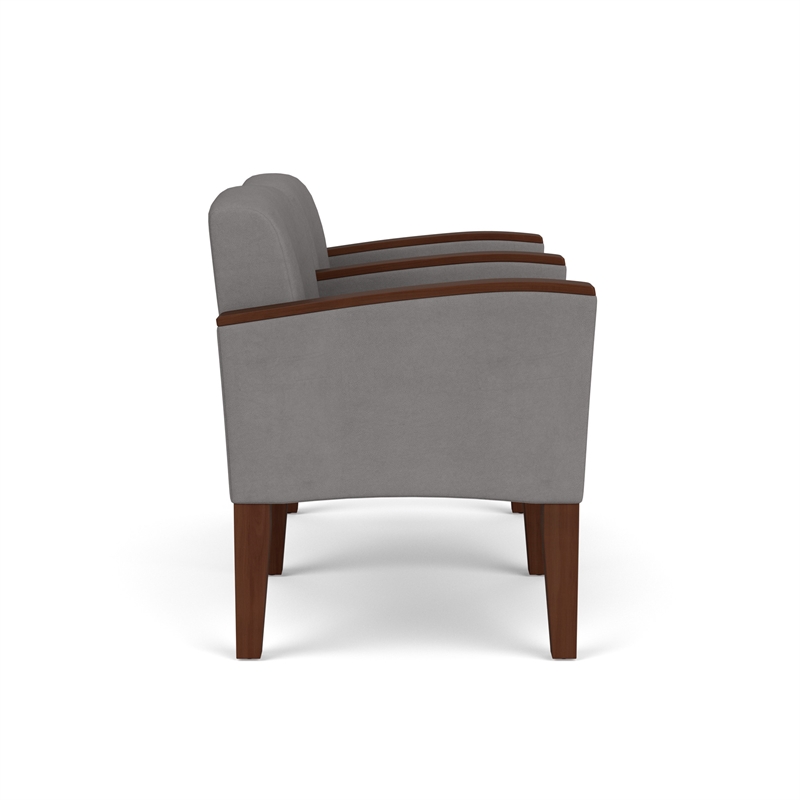 Belmont Lounge Reception 2 Seat Tandem Seating / Walnut Wood Legs / Light Gray