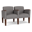 Belmont Lounge Reception 2 Seat Tandem Seating / Walnut Wood Legs / Light Gray