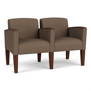 Belmont Lounge Reception 2 Seat Tandem Seating / Walnut Wood Legs / Brown