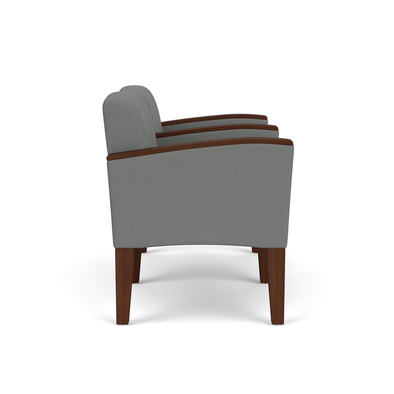 Belmont Lounge Reception 2 Seat Tandem Seating / Walnut Wood Legs / Light Gray