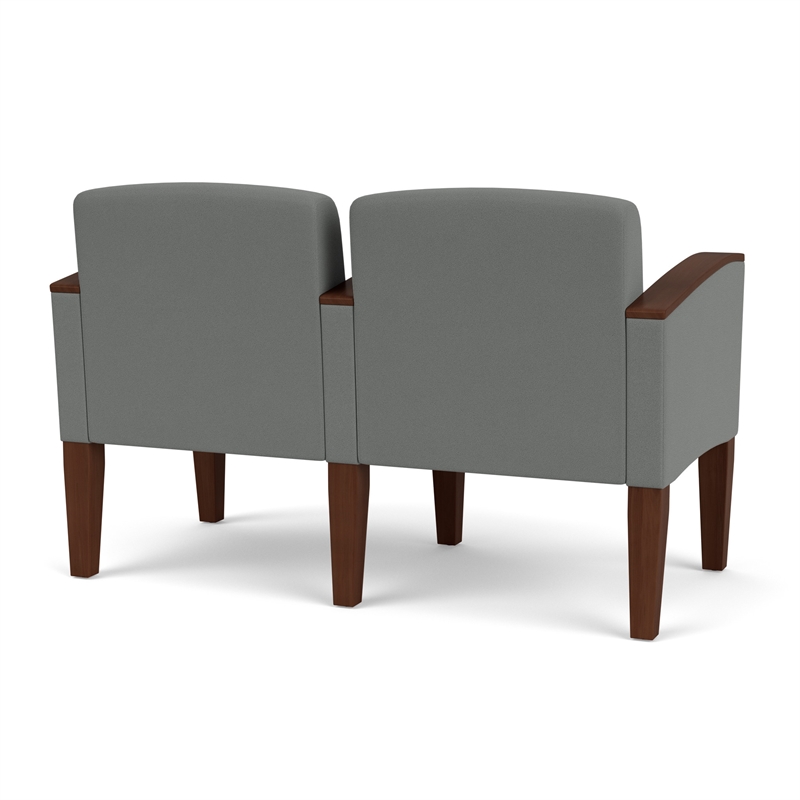 Belmont Lounge Reception 2 Seat Tandem Seating / Walnut Wood Legs / Light Gray