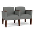 Belmont Lounge Reception 2 Seat Tandem Seating / Walnut Wood Legs / Light Gray