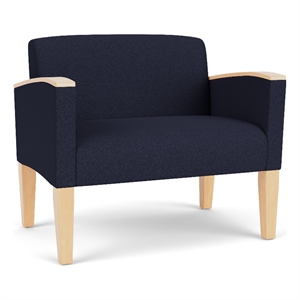 Belmont Lounge Reception Waiting Bariatric Chair / Natural Wood Legs / Navy Blue