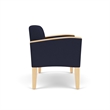 Belmont Lounge Lobby Reception Waiting Loveseat / Natural Wood Legs / Navy Blue