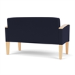 Belmont Lounge Lobby Reception Waiting Loveseat / Natural Wood Legs / Navy Blue