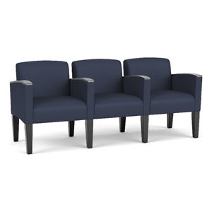 Belmont Lounge Reception Waiting 3 Seat Tandem Seating / Black Steel Legs / Blue