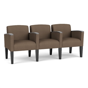 Belmont Lounge Reception 3 Seat Tandem Seating / Black Steel Legs / Brown