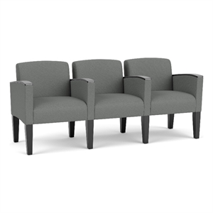Belmont Lounge Reception 3 Seat Tandem Seating / Black Steel Legs / Light Gray