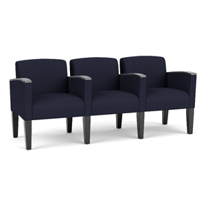 Belmont Lounge Reception 3 Seat Tandem Seating / Black Steel Legs / Navy Blue