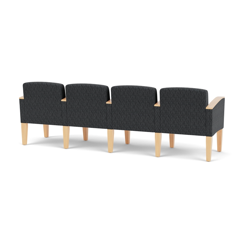 Belmont Lounge Reception 4 Seat Tandem Seating / Natural Wood Legs / Dark Gray