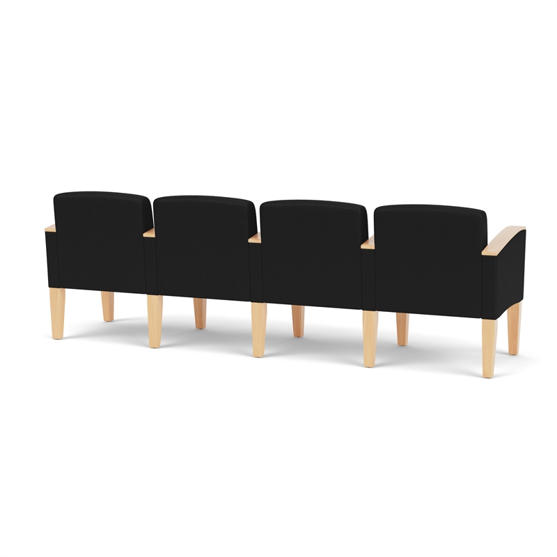 Belmont Lounge Reception 4 Seat Tandem Seating / Natural Wood Legs / Black