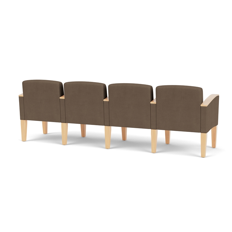 Belmont Lounge Reception 4 Seat Tandem Seating / Natural Wood Legs / Brown