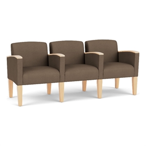 Belmont Lounge Reception 3 Seat Tandem Seating / Natural Wood Legs / Brown