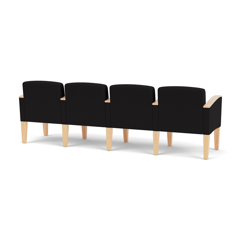 Belmont Lounge Reception 4 Seat Tandem Seating / Natural Wood Legs / Black