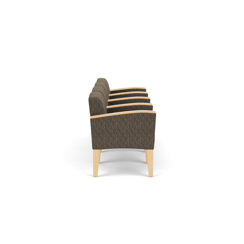 Belmont Reception 4 Seat Tandem Seating / Natural Wood Legs / Brown / Brown