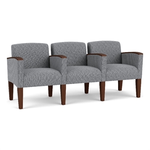 Belmont Lounge Reception Waiting 3 Seat Tandem Seating / Walnut Wood Legs / Gray