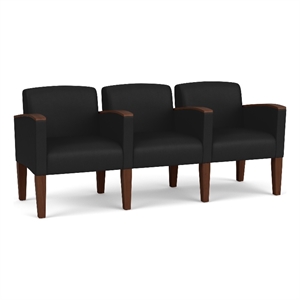 Belmont Lounge Reception 3 Seat Tandem Seating / Walnut Wood Legs / Black