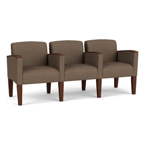 Belmont Lounge Reception 3 Seat Tandem Seating / Walnut Wood Legs / Brown