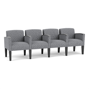 Belmont Lounge Reception Waiting 4 Seat Tandem Seating / Black Steel Legs / Gray