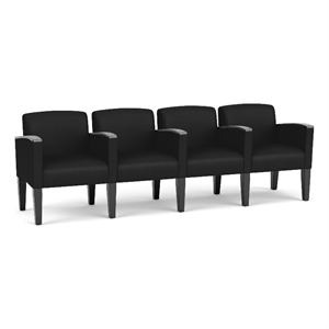 Belmont Lounge Reception 4 Seat Tandem Seating / Black Steel Legs / Black