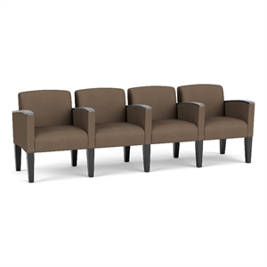 Belmont Lounge Reception 4 Seat Tandem Seating / Black Steel Legs / Brown