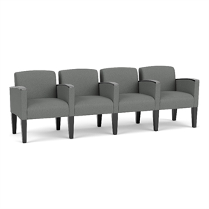 Belmont Lounge Reception 4 Seat Tandem Seating / Black Steel Legs / Light Gray