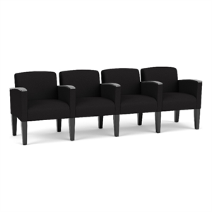 Belmont Lounge Reception 4 Seat Tandem Seating / Black Steel Legs / Black