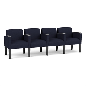Belmont Lounge Reception 4 Seat Tandem Seating / Black Steel Legs / Navy Blue