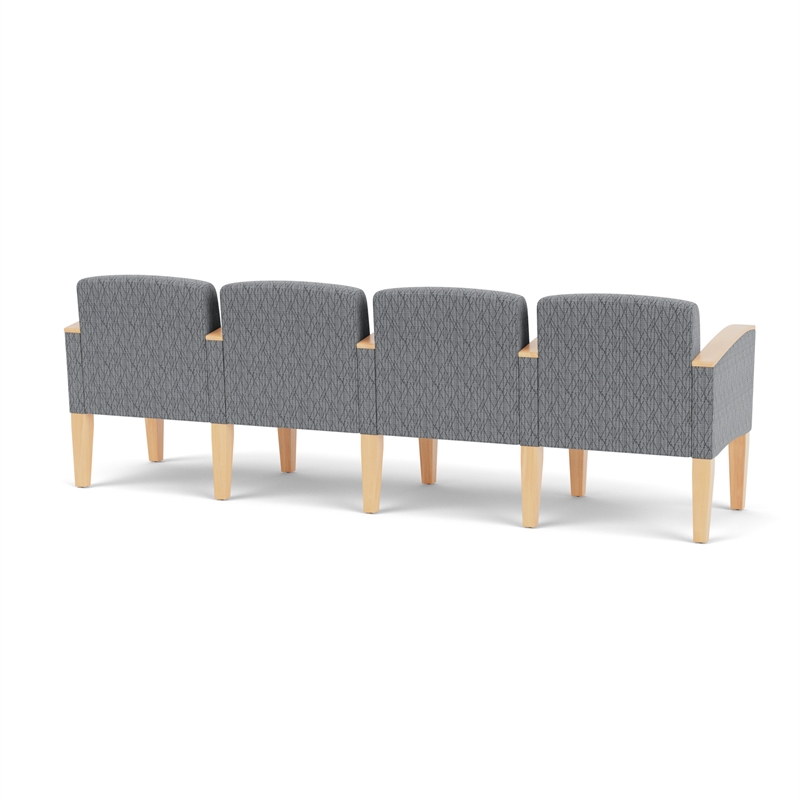Belmont Lounge Reception 4 Seat Tandem Seating / Natural Wood Legs / Gray