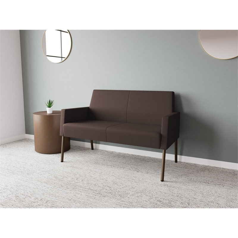 Lesro Mystic Lounge Reception Loveseat in Brown