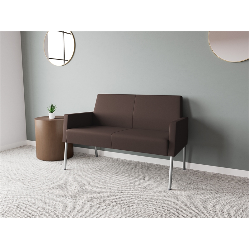 Lesro Mystic Lounge Reception Loveseat in Brown